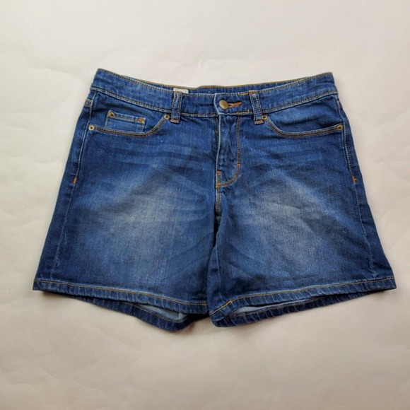 CC - Mossimo Denim Jean Summer Shorts Women 4 Blue Medium Wash Mid Rise Stretch - Picture 1 of 5